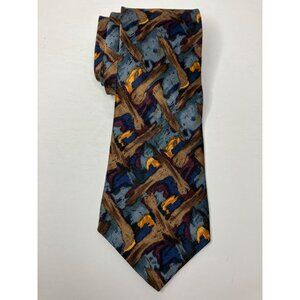 Jerry Garcia Mens 100% Silk Abstract Pattern Tie Blue Brown Burgundy